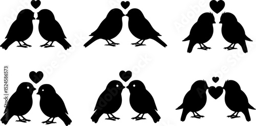 Valentine day Love Birds bundle vector silhouette illustration
