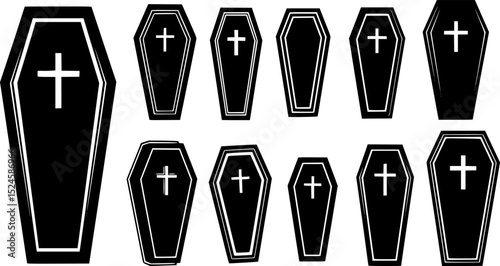 coffin, halloween, silhouette, vector, holiday, design,