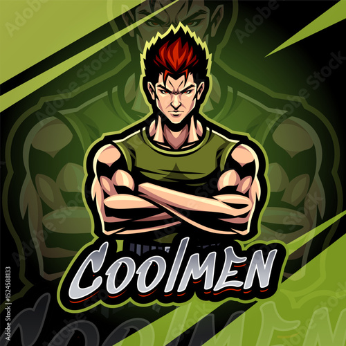cool man esport mascot logo design