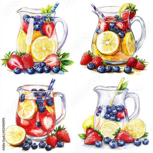 Fresh fruit lemonade pitchers collection