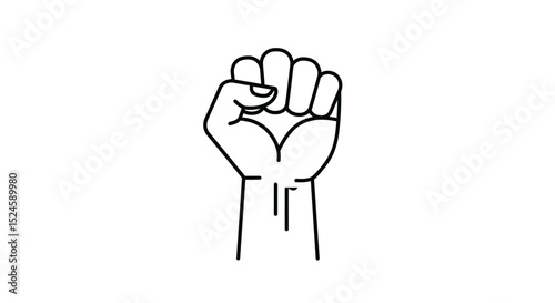 Raised Fist Symbol of Protest and Unity – Black and White Vector Illustration