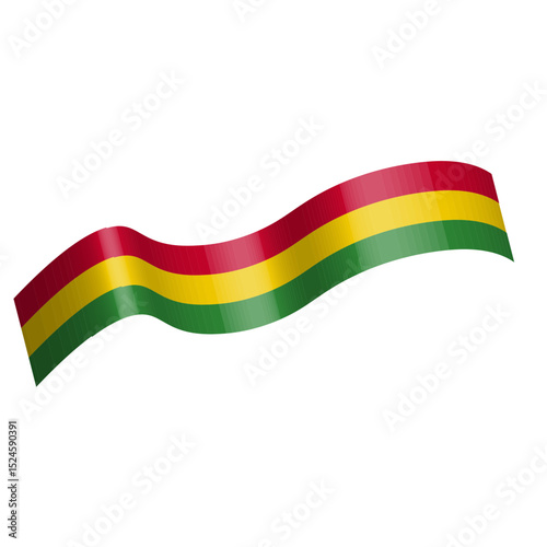 3d Juneteenth Flag Ribbon. Isolated on White Background.