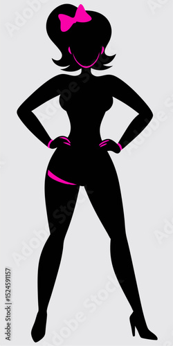 illustration of a woman in retro style, showing a graceful and confident posture, as if dancing or posing

