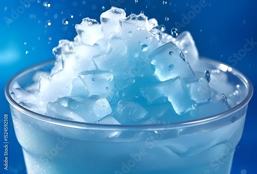 青バックに冷たい氷