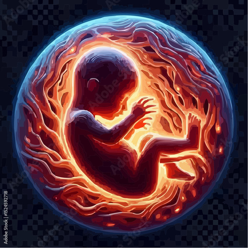 
digital art showing a fetus in the womb 32