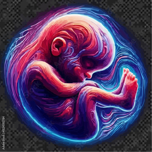 
digital art showing a fetus in the womb 15