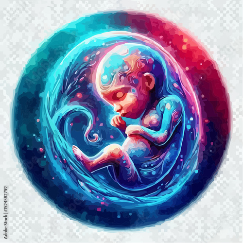 
digital art showing a fetus in the womb 14