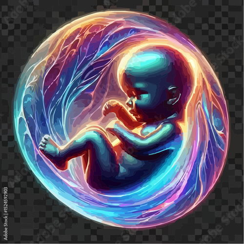 digital art of a fetus in the mother's womb 92