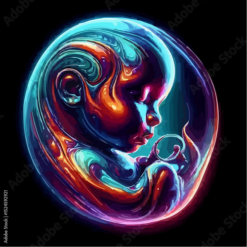 digital art of a fetus in the mother's womb 89