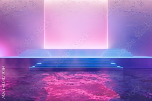 Detailed Color Image of Gradient Water and Stage, 3D RenderingHigh Detail, 8K