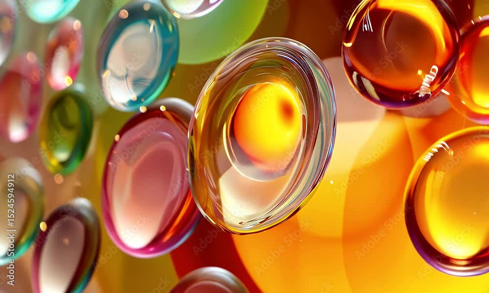 Abstract Liquid Drops with Vibrant Colors and Refractions for Modern Backgrounds and Textures