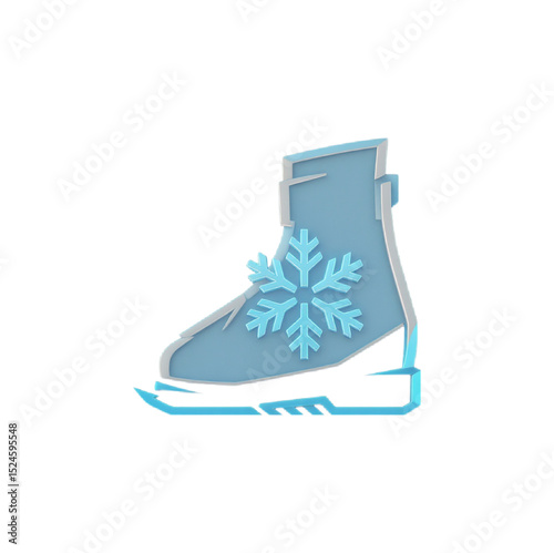 ice skate, skates, ice skating, winter, snowflake, snow, ice, sport, sports, winter sport, activity, recreation, season, holiday, symbol, icon, graphic, design, element, 3d, three dimensional, model, 