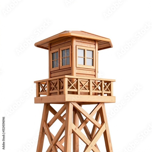 elevated lookout tower observation post isolated on transparent white background, clipping path