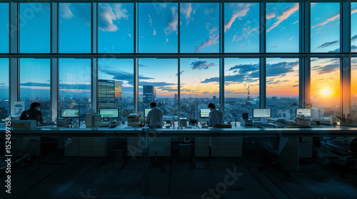 研究所から眺める架空の都心（A fictional city center seen from the research center）