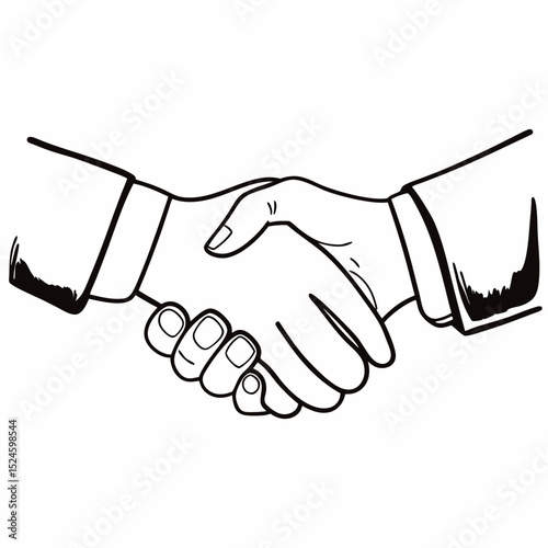 Professional handshake illustration, clean cutout, transparent background