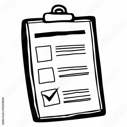 Checklist clipboard hand drawn vector illustration isolated