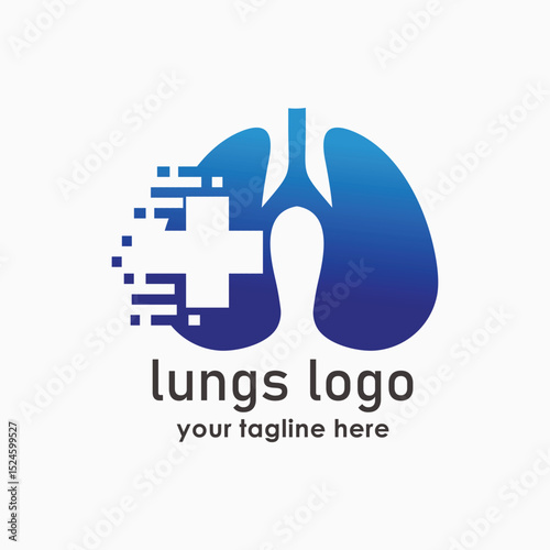 Lung care logo design vector, minimalist logo concept vector, Lungs Health logo template