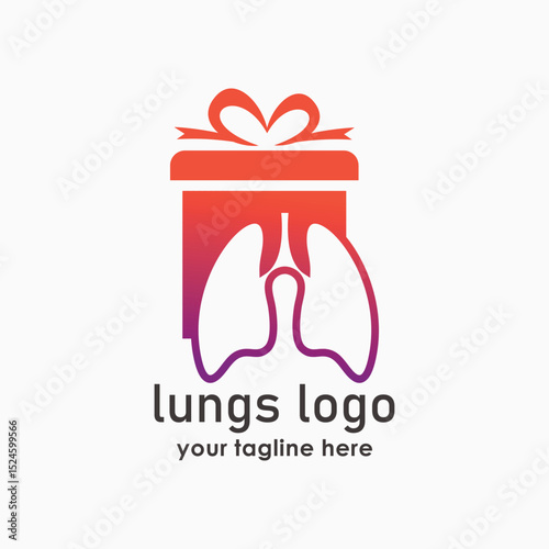 lung health logo design vector illustration, lung and gift logo concept, health logo inspiration