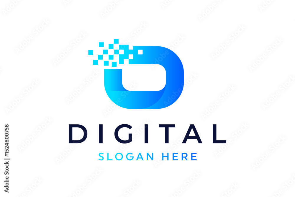 Fototapeta premium Letter o Pixel technology logo design