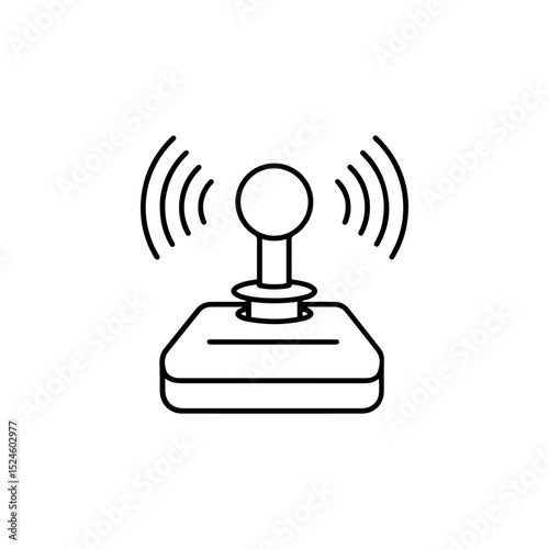 Minimalist line icon of a joystick with signal waves