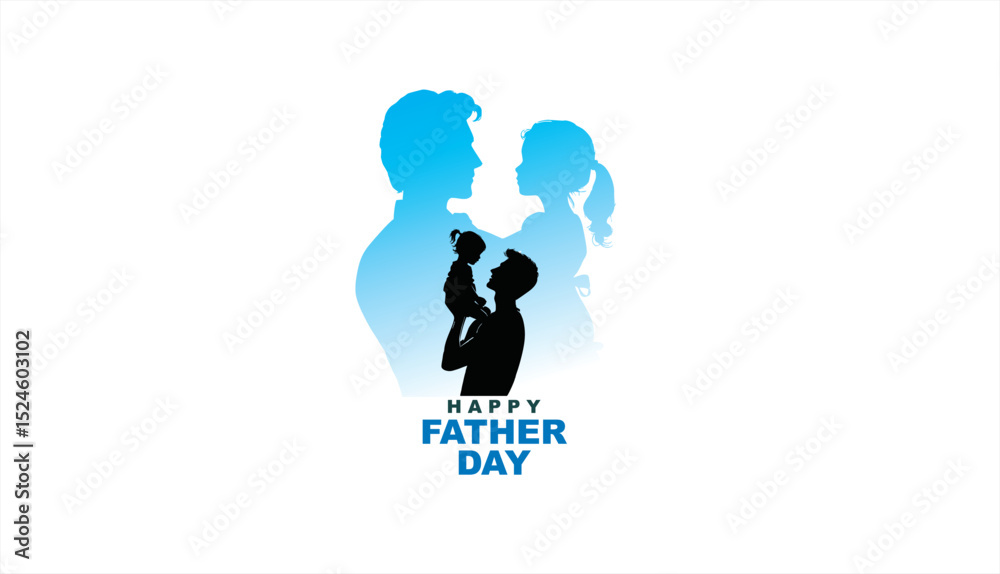 Fototapeta premium Happy Father's day concept vector background. Father and kid with text happy father's day