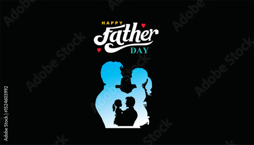 Happy Father's day concept vector background. Father and kid with text happy father's day