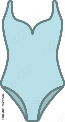 Light Blue One-Piece Swimsuit Flat Illustration
