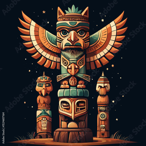 totem pole in the night