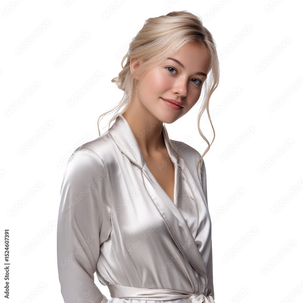 Elegant Woman in a Satin Robe Elegant Woman in a Satin Robe