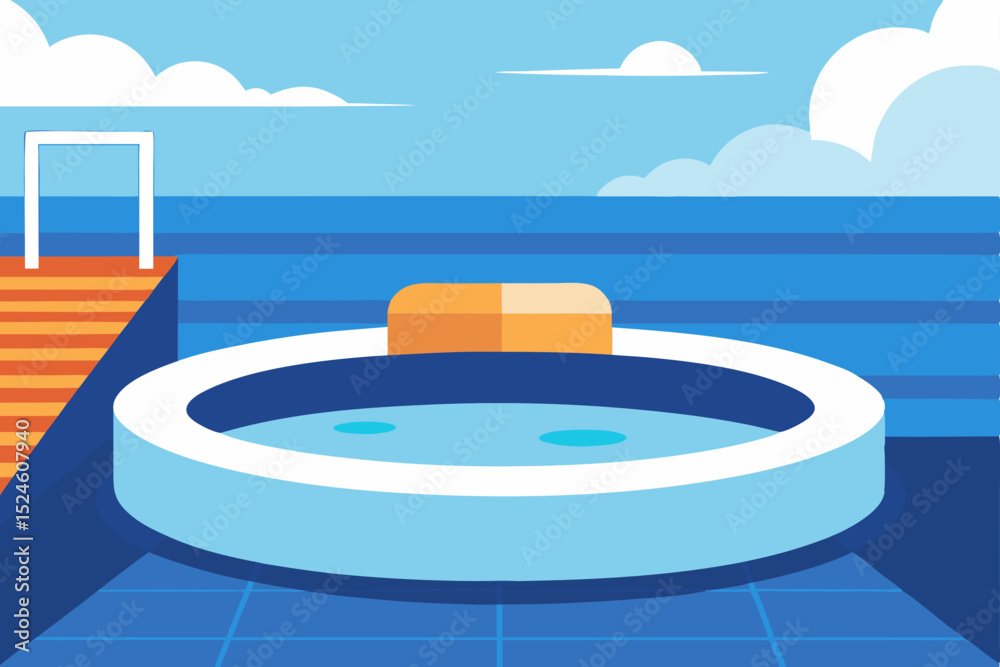 Obraz premium Oceanfront Hot Tub Relaxation Tranquil Escape by the Sea