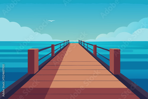Tranquil Ocean Pier A Serene Wooden Pathway Extending to the Horizon