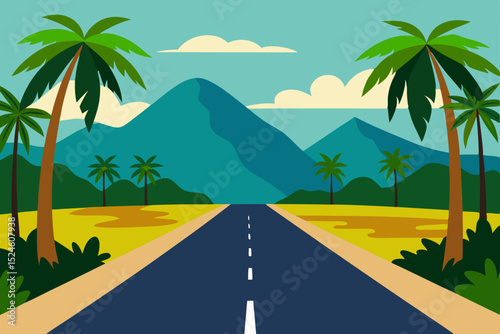Tropical Paradise Road Trip Palm Trees, Mountains, and Scenic Highway Adventure