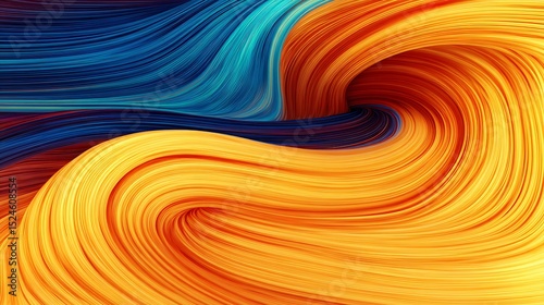 Abstract flowing blue and yellow forms