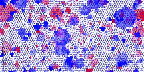 Abstract mosaic pattern with a color palette featuring red blue and white resembling irregular forms suitable for backgrounds