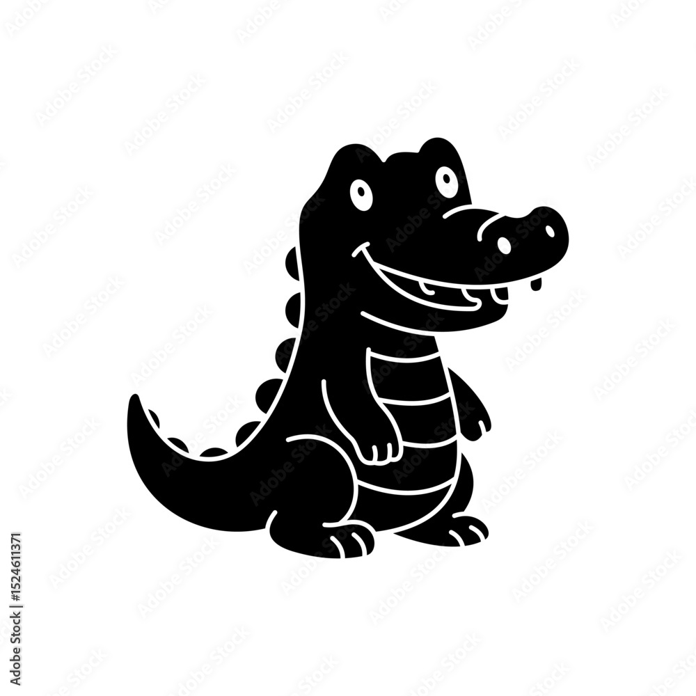 Obraz premium Cute cartoon crocodile coloring book illustration vector design templates simple and modern concept