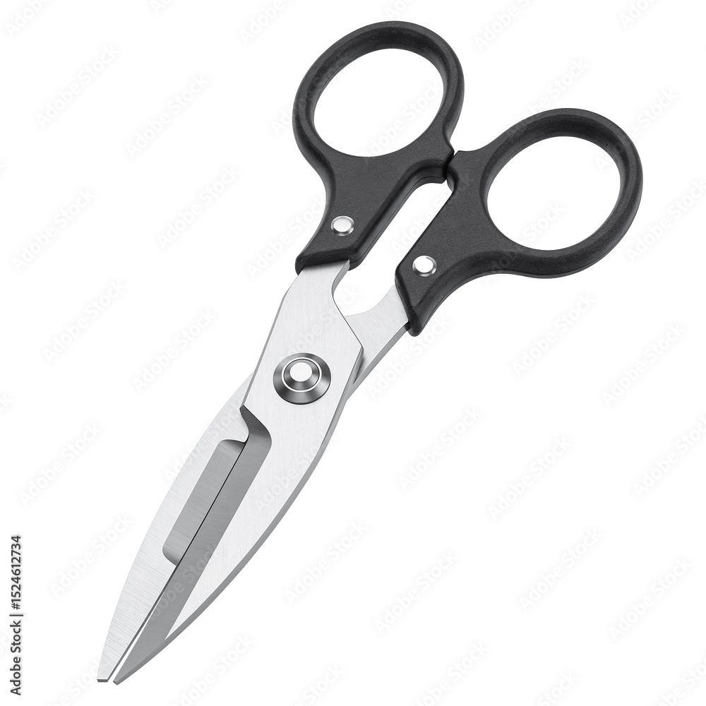 Kitchen scissors with black handle on transparent background Kitchen scissors with black handle on transparent background