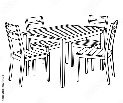 Outdoor Table Line Art