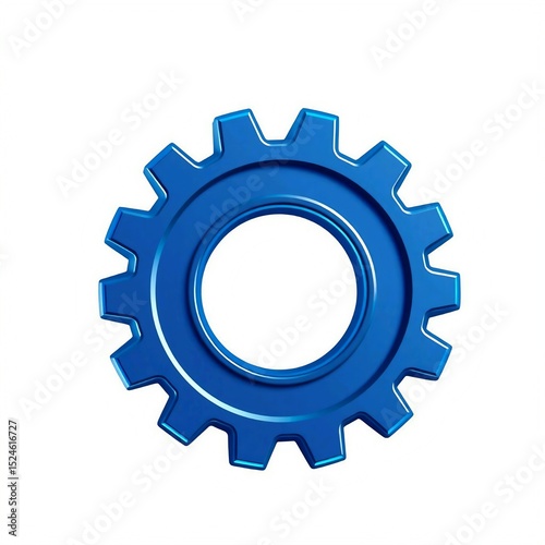 Blue Gear Icon Symbol for Settings and Engineering UI 3d icon in cartoon plastic style minimal isolated on transparent white background, clipping path
