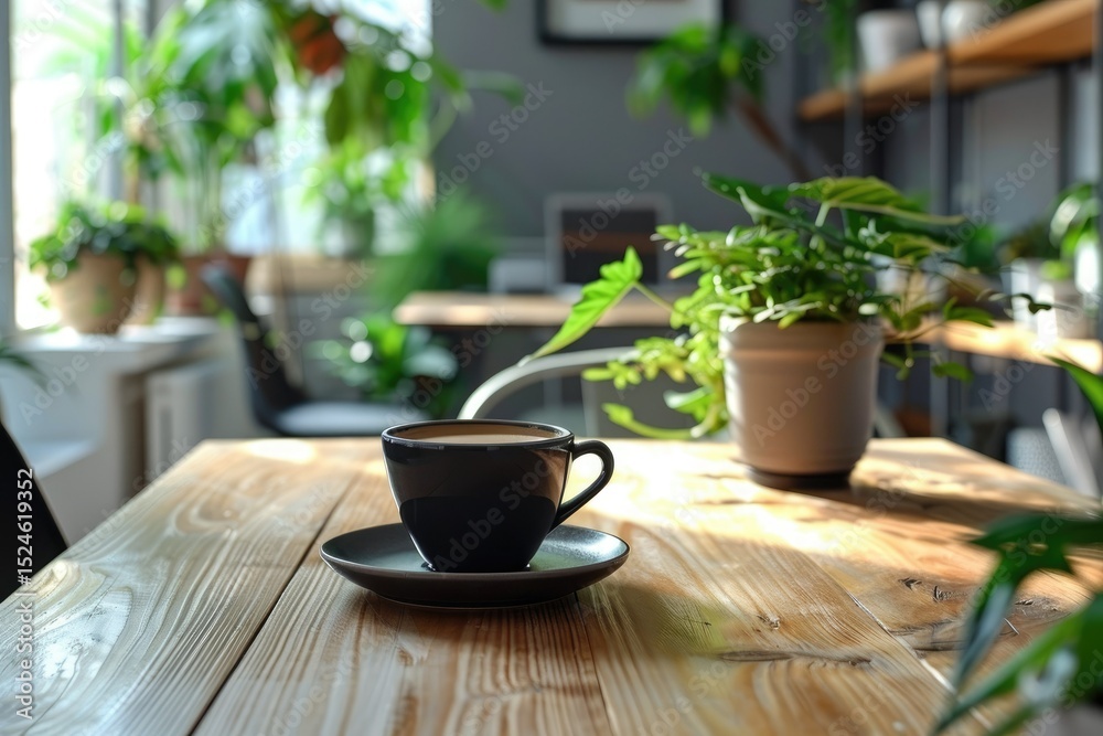 High Definition Visual of Modern Open Space Office with Plants High Definition Visual of Modern Open Space Office with Plants