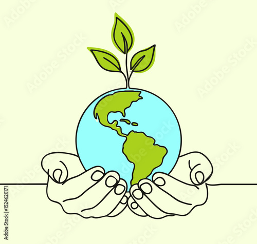 Earth in Hand Earth Day Illustration