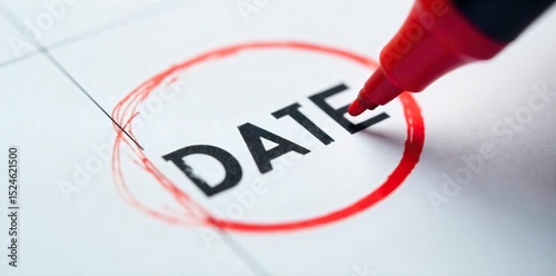 Close-up shot of a calendar page circled with a red marker, highlighting a specific date, symbolizing a crucial mortgage payment deadline or closing date , mortgage, business
