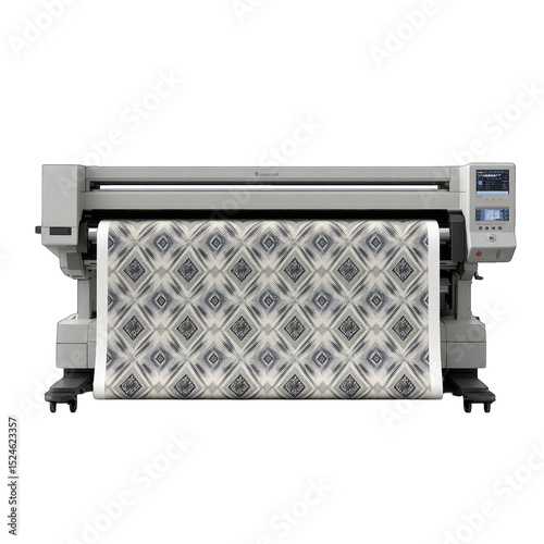 Large format fabric printer with patterned fabric