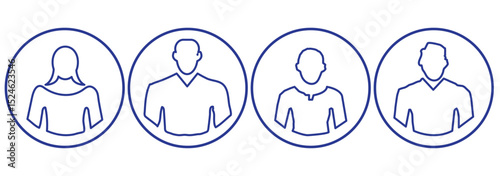 Avatars of a man and a woman. Silhouettes male and female. Profile picture, portrait symbol. User member. Circle button with avatar photo silhouette vector design and illustration