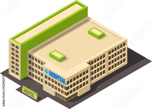 colorful hospital icon design and line style