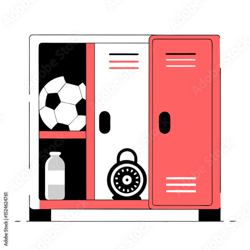 locker illustration of a set of business icons for web: blank 3D paper switch, open door, electric power box, and technology button design template
