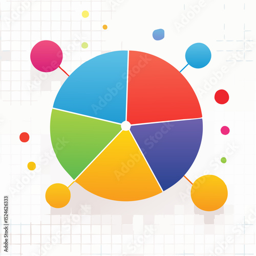 A playful bubble chart using varied circle sizes and bright colors to show data relationships on a clean grid layout.