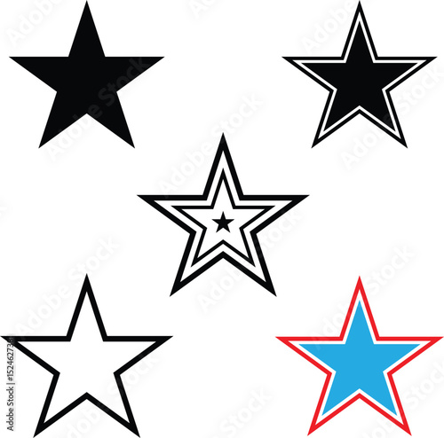 Star silhouette icons. Double star stencil illustration.