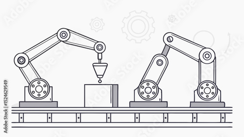 Automated Assembly Line with Robotic Arms and Conveyor Belt