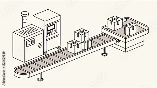 Automated Conveyor System Transporting Cardboard Boxes in Factory