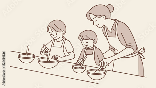 Family Cooking Together in the Kitchen